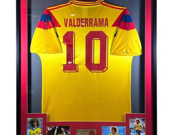 CUADRO CON JERSEY Carlos "Pibe" Valderrama Colombia Amarillo (JSA)