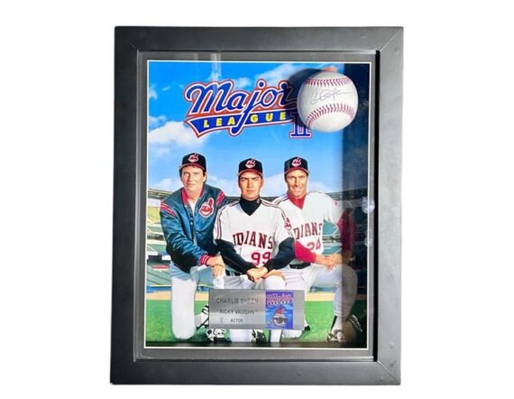 CUADRO CON PELOTA Charlie Sheen "Major League" OML (Beckett)