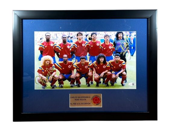 CUADRO CON FOTO Carlos "Pibe" Valderrama y Rene Higuita Colombia  (JSA)