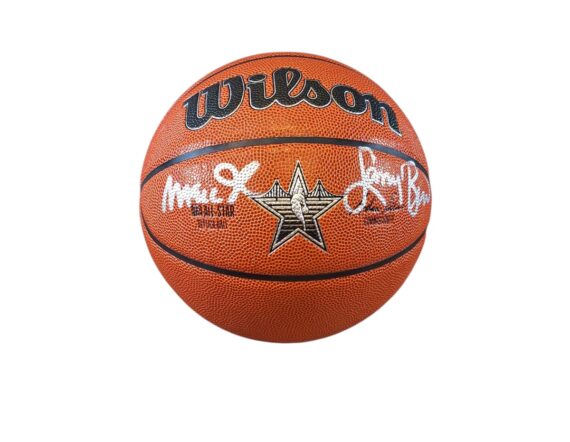 ACRILICO CON BALON Magic Johnson & Larry Bird (Beckett & PSA)