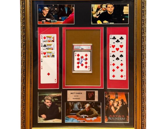 CUADRO CON CARTA NAIPE Matt Damon Signed Playing Card (PSA)