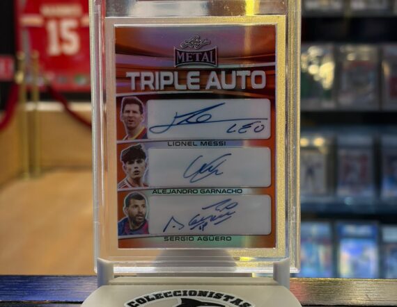 CARTA Lionel Messi/ Alejandro Garnacho/ Sergio Aguero 1/1 Autographed Pre- Productio Proof